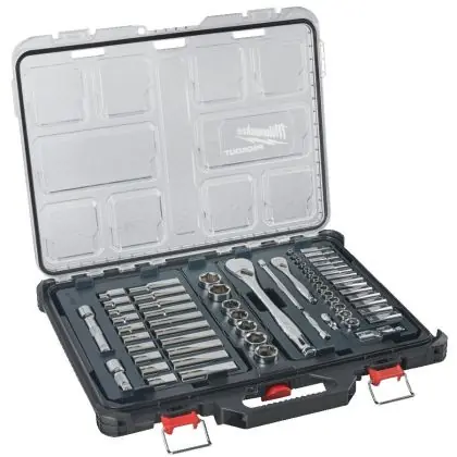 Akce Sada ráčen 1/4" + 1/2" a nástrčných hlavic MILWAUKEE PACKOUT 63 ks