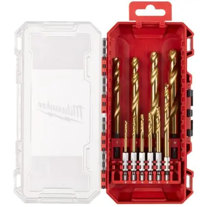 Akční Nabídka Sada vrtáků do kovu MILWAUKEE HSS-G TIN RED HEX SET 10 ks