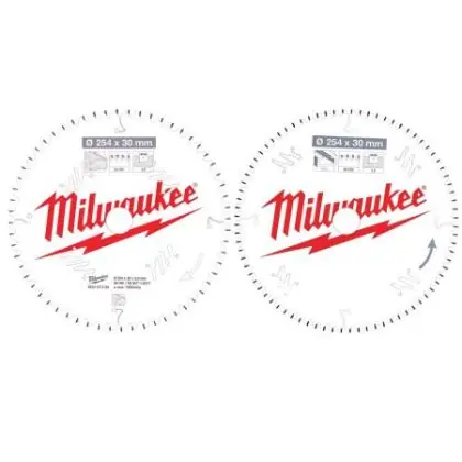 Sada 2 řezných kotoučů MILWAUKEE CSB P W 254 mm 60 a 80 zubů Levný