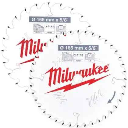 Sada 2 řezných kotoučů MILWAUKEE CSB P W 165 mm 24 a 40 zubů Akční Nabídka