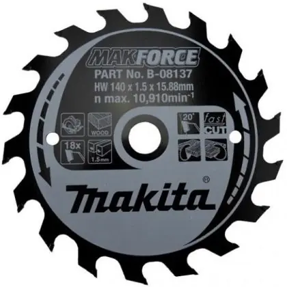 Autentický Pilový kotouč MAKITA MAKFORCE 140 x 15,88 mm 18 zubů