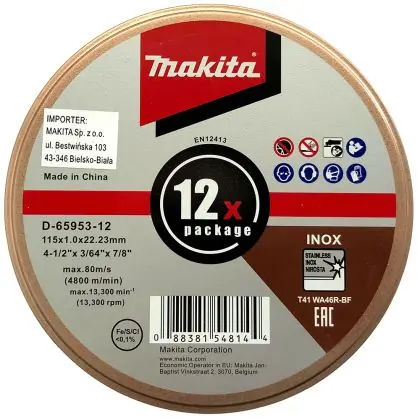 Sada řezných kotoučů na kov MAKITA 115 x 1,0 x 22,23 mm 12 ks Originální