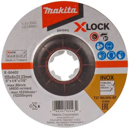 Akční Nabídka Brusný kotouč na nerez MAKITA X-LOCK 125 x 6,0 mm