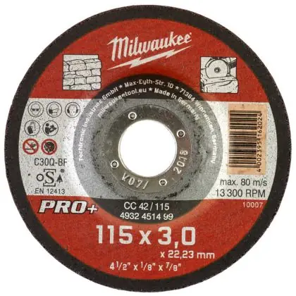 Řezný kotouč na kámen MILWAUKEE CC 42 PRO+ 115x3,0x22,2 mm Novinka