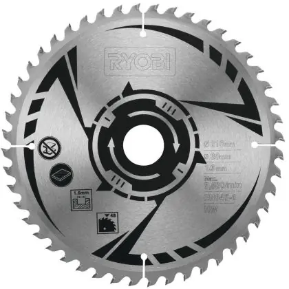 Pilový kotouč RYOBI SB216K16T48A1 216 mm Oblíbený