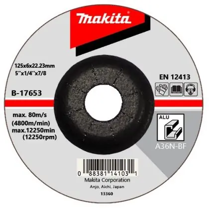 Akce Brusný kotouč na hliník MAKITA 125X6,0X22 mm