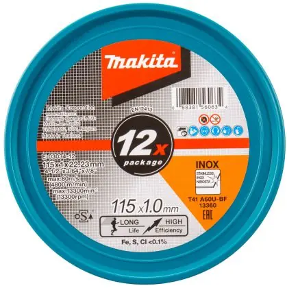 Sada řezných kotoučů na kov MAKITA 115 x 1,0 x 22,23 mm 12 ks Značkový
