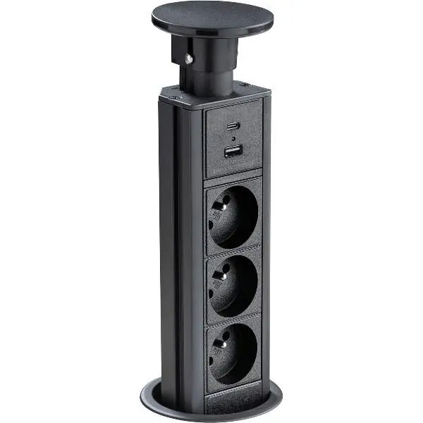 EKOTECH ET-90 3xSteckdose zásuvka, USB A+C nabíječka, černá Oblíbený