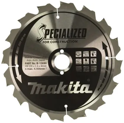 Nejprodávanější Pilový kotouč MAKITA Konstrukt 235 x 30 mm 16 zubů