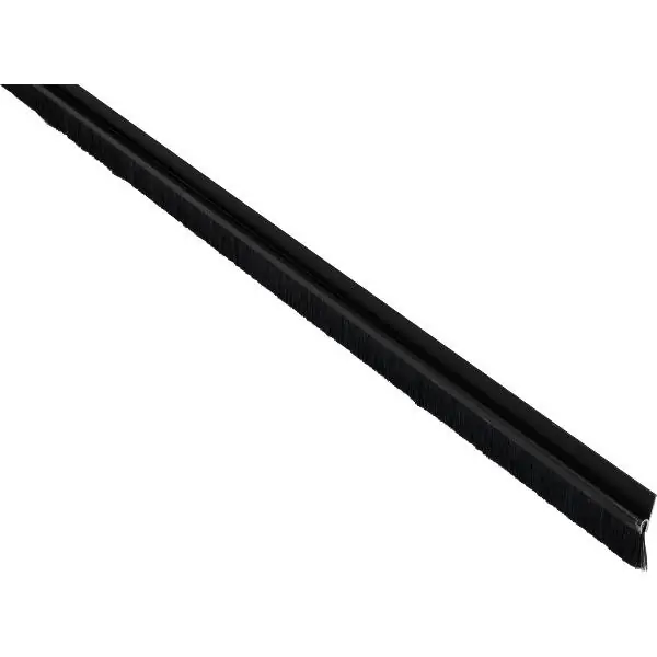 Výprodej Dveřní těsnící kartáček s př. lištou, 2000 mm, štětiny černé, černý elox.
