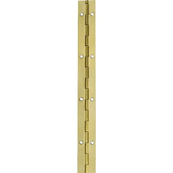 Klavírový závěs s předvrtanými otvory, 3500 x 32 mm, ocel pomosazená Víkendová Akce