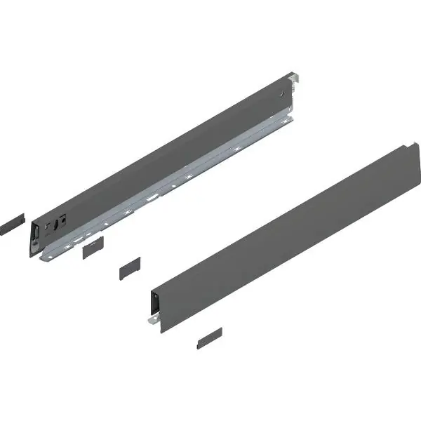 Značkový BLUM MERIVOBOX bočnice výška N, jm. délka 550 mm, orion šedá matná