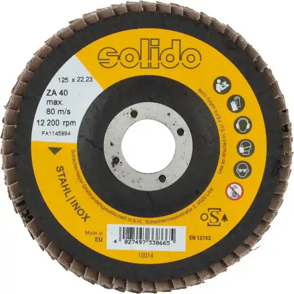 Přímo Od Výrobce SOLIDO kotouč s brusnými lamelami zirkon korund ø 125 mm zrno 40