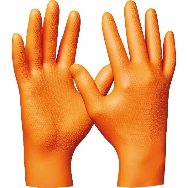 Sezónní Sleva GEBOL jednorázové rukavice Orange Nitril Ultra Grip velikost XL (50 kusů)