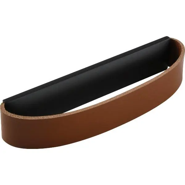 Úchytka Rollo rozt. 96 mm, Š. 150 mm, koňak kůže/ zinek černý mat Přímo Od Výrobce
