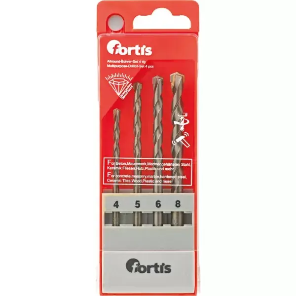 Univerzální vrták-Set 4díl. 4, 5, 6, 8mm FORTIS Akční Nabídka