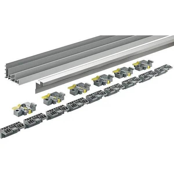 Autentický Hettich TopLine XL sada pojezdových a vodicích lišt 2300 mm, alu eloxované