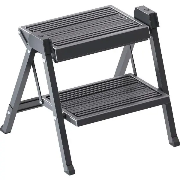 Vestavné skládací schůdky Step-Fix, výška plošiny 380 mm, antracit Víkendová Akce