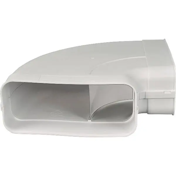Značkový OPTIMAIRO ohyb plochého potrubí 90° vodorovně 222 x 89 plast bílý