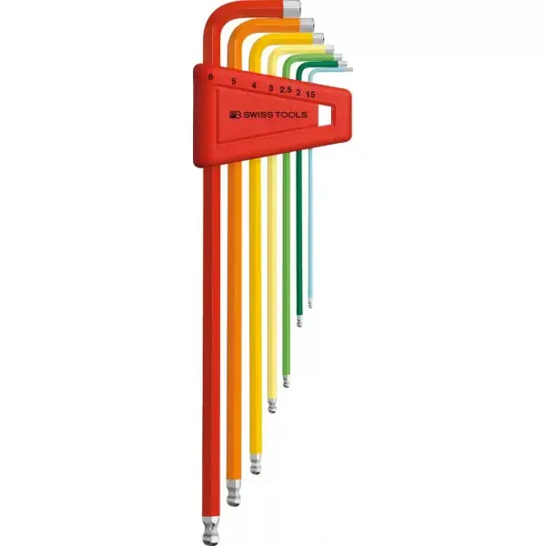 Nejlepší Volba Sada imbus klíčů v plast.držáku 7 ks 1,5-6mm Rainbow Kul.hlava PB Swiss Tools
