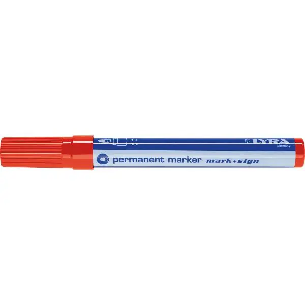 Akce LYRA permanentní popisovač 112, tl. tahu 1-4 mm, červená, kulatý hrot