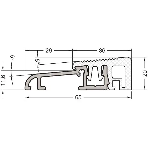 GUTMANN dveřní práh Weser 65 TI D=6000 mm na míru 65 x 20 mm stříbrný elox Nejlepší Volba