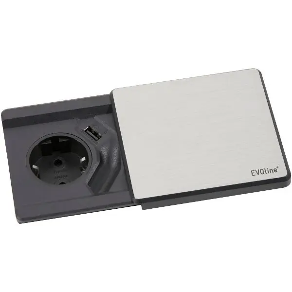 EVOline Square 80 zásuvka belgická norma s USB-nabiječkou nerez Nakupujte Hned