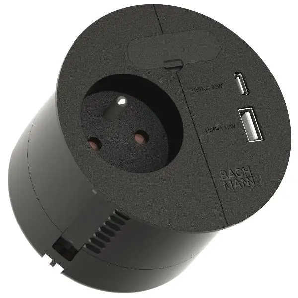 Levný BACHMANN LOOP IN CHARGE zásuvka s USB-A/C nabíječkou, černá