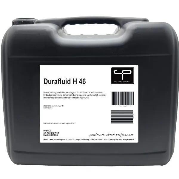 Nejlepší Cena PHI OIL standard vícerozsahový hydraulický olej Durafluid H 46, 20 litrů
