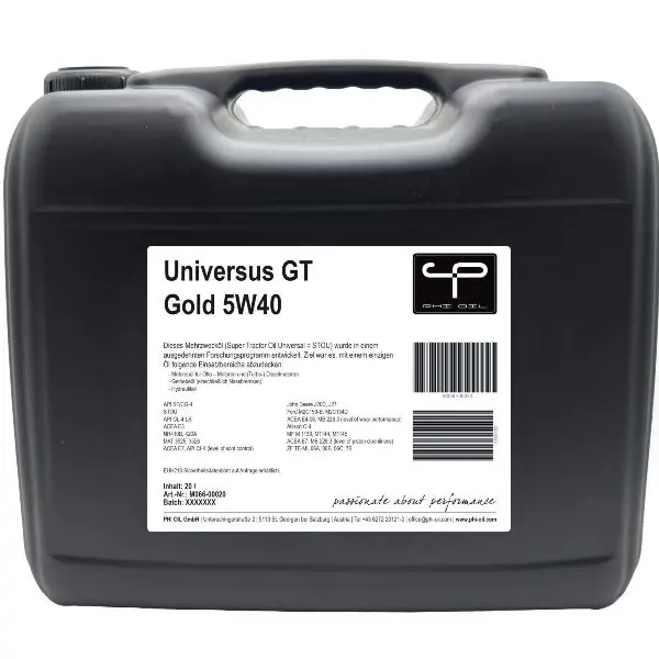 PHI OIL plně syntetický univerzální traktorový olej Universus GT Gold 5W40, 20 l Cenově Výhodný