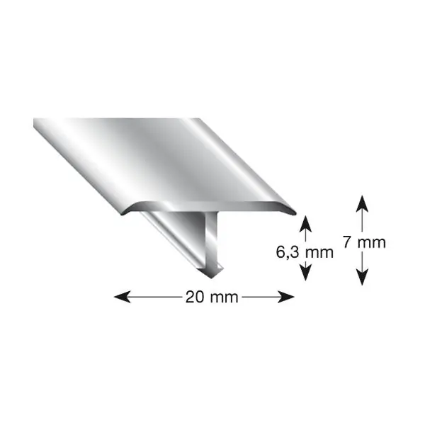 Přechodový T-profil, nerez efekt 20x7x2660 mm Akční Nabídka