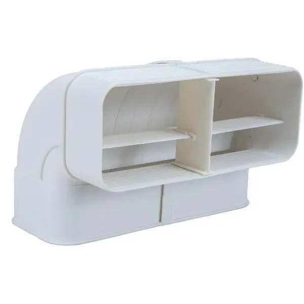 OPTIMAIRO Plochý ohyb potrubí 90° jednostranně s hrdlem 222 x 89 plast bílý Zlevněný