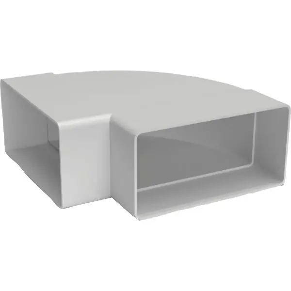 Nejprodávanější OPTIMAIRO plochý ohyb potrubí 90° horizontální 111 x 54 plast bílý