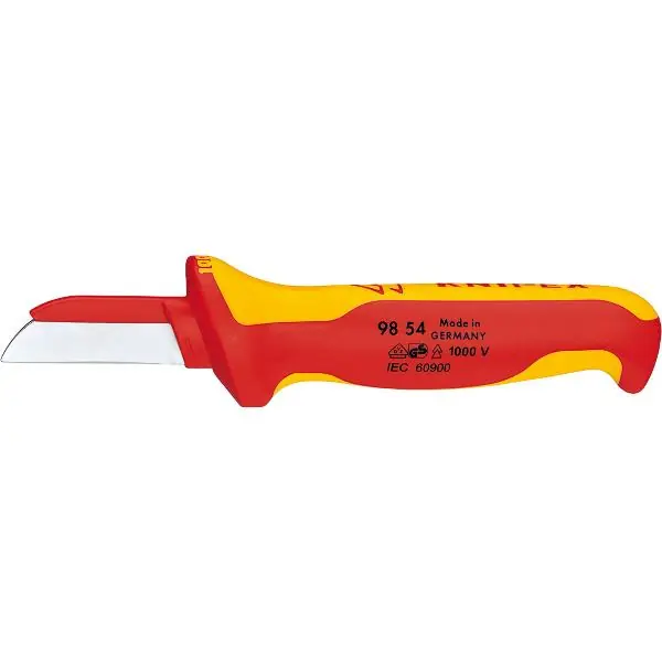 KNIPEX nůž na kabely VDE 9854, rovné ostří s KS hřbetem čepel 50 mm D=190 mm Značkový