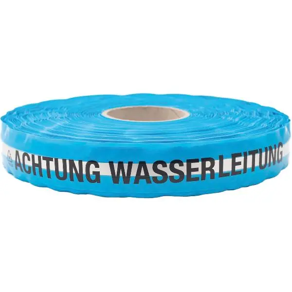 Výstražná páska "Achtung Wasserleitung" modrá 250 m Autentický