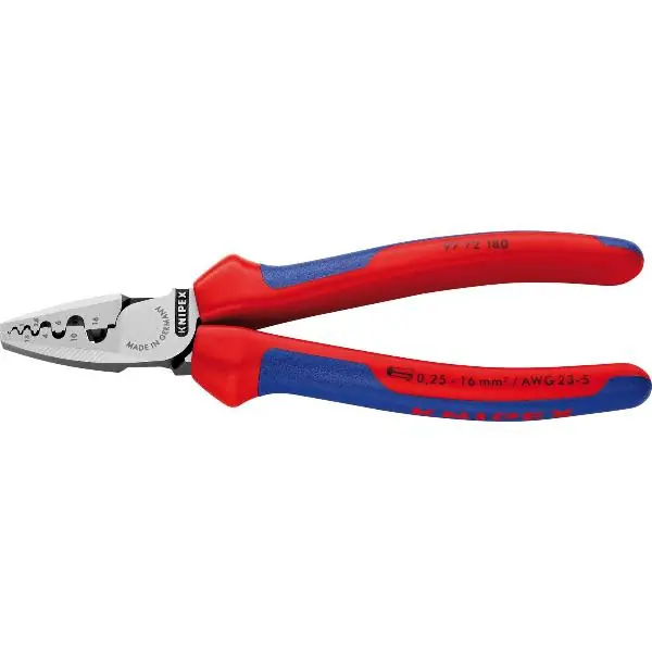 KNIPEX krimp.kleště VDE 9772180 pro konce drátů 0,25-16mm²,pl.rukojeť ,d=180mm Cenový Hit