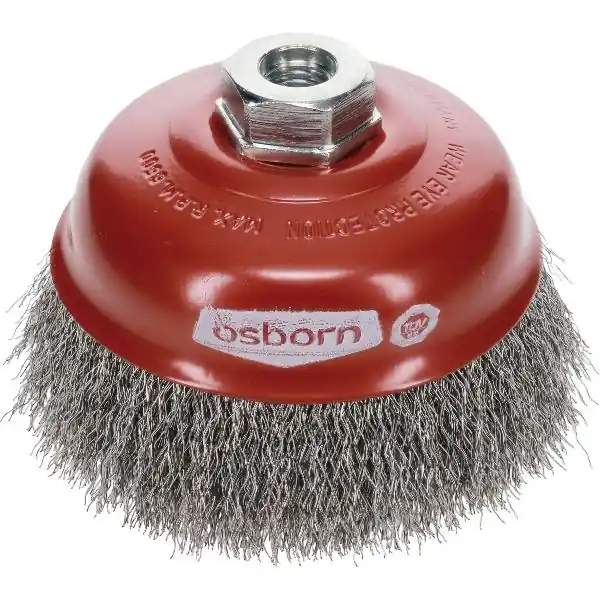 Vysoce Kvalitní OSBORN Hrncový kartáč na čištění povrchů 125 x 30 mm ocelový drát M14