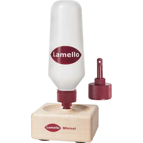 Dávkovač lepidla Lamello Minicol s nádobou, plastovou tryskou a podstavcem Must-Have