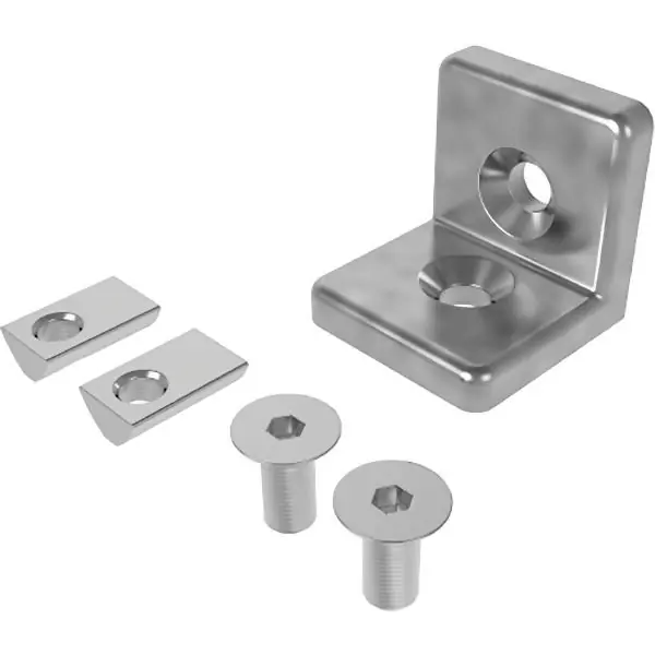 Tovární Cena FATH spojovací úhelník 40 x 40 mm práškově lakovaný barva hliníku drážka 8 sada