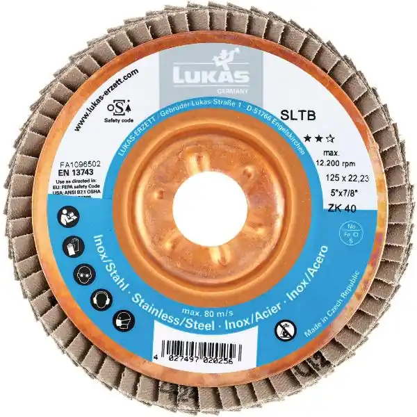 Poslední Šance LUKAS brusný lamelový talíř SLTB zirkonkorund ø 125 mm zrnitost 80