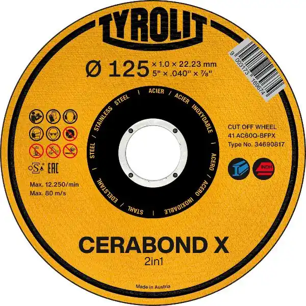 TYROLIT Řezný kotouč rovný Cerabond X Premium*** 125 x 1,6 mm 2v1 tvar 41 Oblíbený