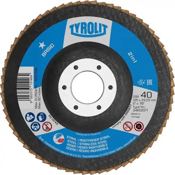 TYROLIT brusný lamelový kotouč 2in1 Basic*zalomený Ø 115 mm zrno 60 tvar 27A Aktuální