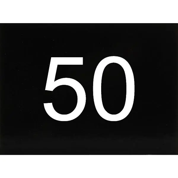 Bezpečná Platba Samolepicí štítek s číslem, 40 x 30 mm, číslo 50, plast černý lesklý