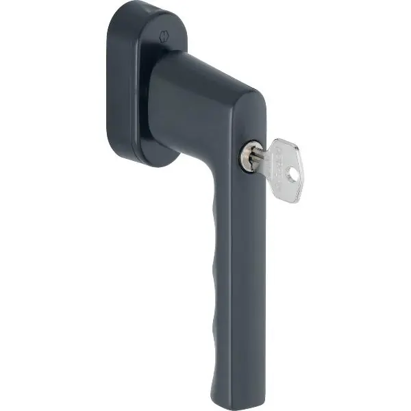 HOPPE Okenní klika HAMBURG SecuForte, uzamykatelná, ČH 7x32-42,90°, hliník černá Výprodej