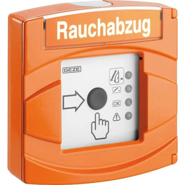 Požární tlačítko GEZE RWA FT4A VdS, 24 V, povrch montáž, hliník oranž. RAL 2011 Pouze Dnes