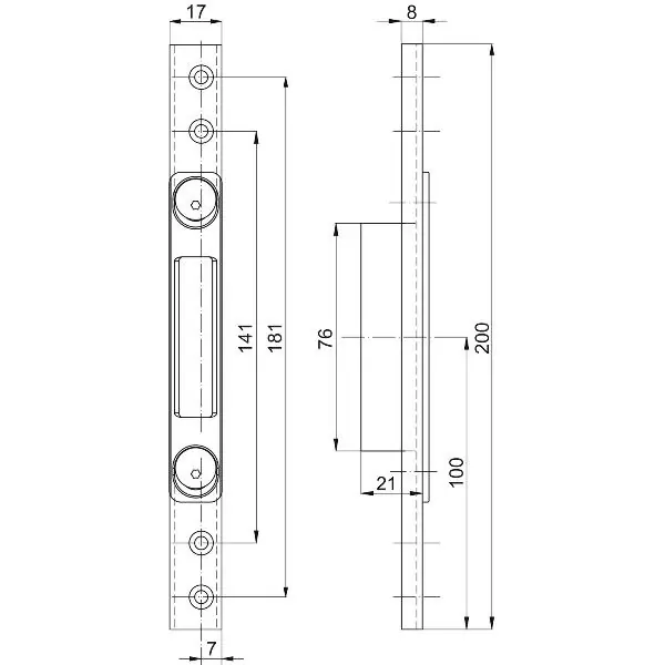 Akce Rámový díl SB U1701 MV, falc 11 mm, univerzální, ocel