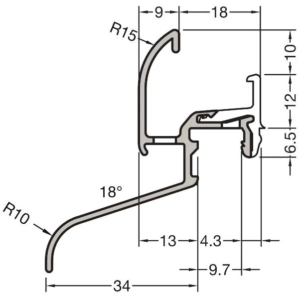 Poslední Šance GUTMANN rámová okapnice Neckar 22/34 F-TXL, 6000 mm, hliník stříbrný elox