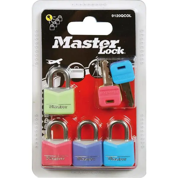 Cenově Výhodný MASTER LOCK visací zámek vinyl různé barvy s klíčem, Br. 20 mm, SB-4