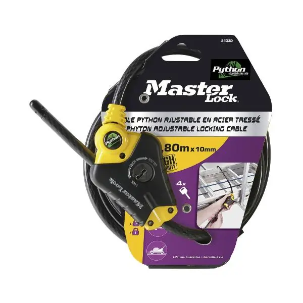 Akce MASTER LOCK Lankový zámek Python nastavitelný 1800 mm SB