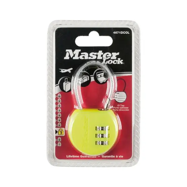 Časově Omezené Kabelový zámek MASTER LOCK 4671 EURTCOL s číselnou kombinací, barevný SB